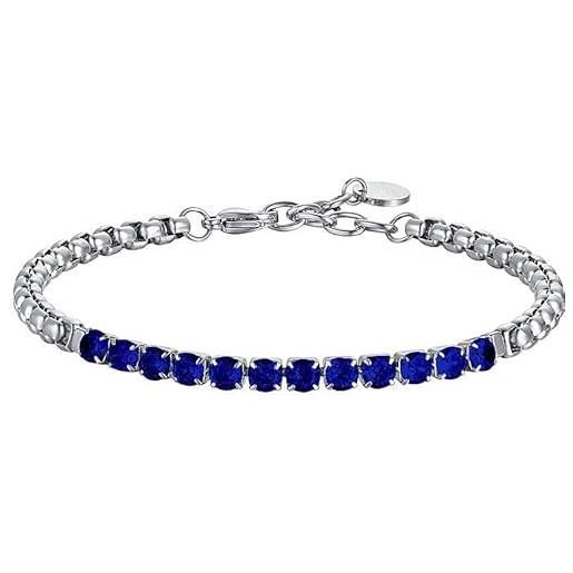 Luca Barra bracciale, collezione summer. Bracciale da uomo in acciaio con cristalli blu. La referenza è ba1556