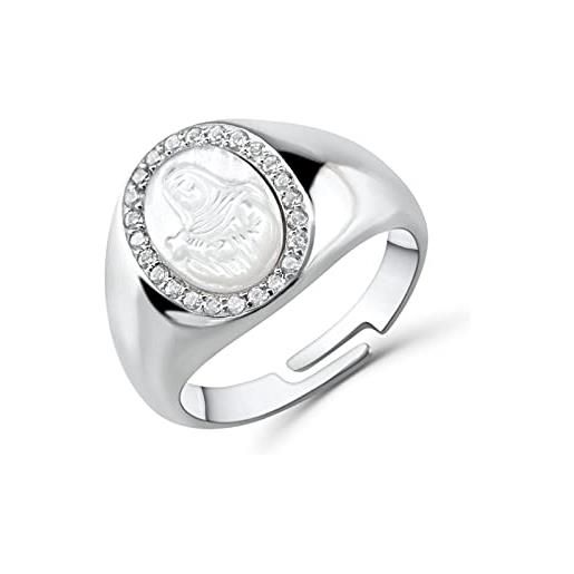 Anellissimo anello madonna madre perla uomo donna argento sterling 925 con zirconi - 16