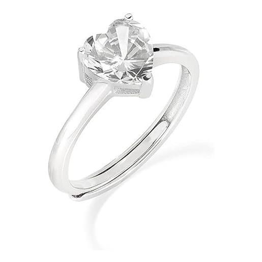 Amen anello da donna collezione diamonds. Anello in argento 925 e zircone bianco anello in argento rodiato. Misura anello: 10/14. Diametro cuore: 6mm. . La referenza è rshbbz6.2