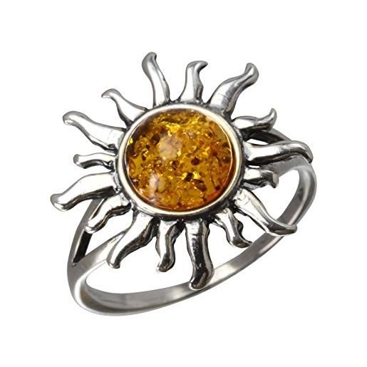 HolidayGiftShops misura dell'anello solare in argento sterling e ambra baltica con miele: 5