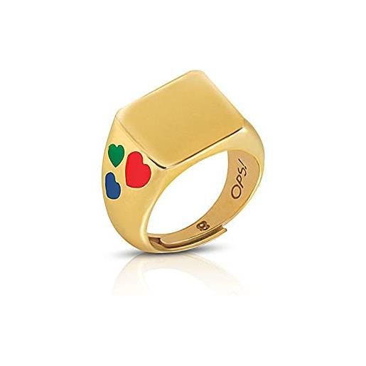 Ops Objects anello chevalièr in donna argento 925, oro-
