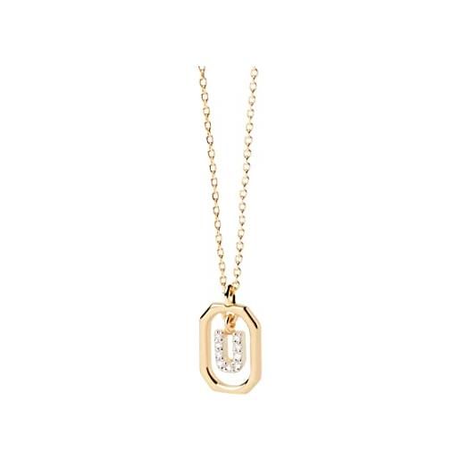 PDPaola mini letter u necklace collana con nome a forma di lettera oro, onesize, argento sterling, zirconia cubica