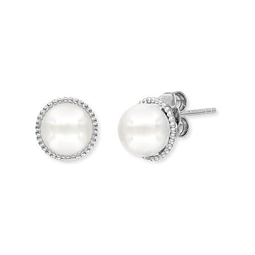 Engelsrufer orecchini da donna in argento sterling con una perla di conchiglia, chiusura a incastro, senza nichel, 10 mm, ø10 mm, argento sterling, perla