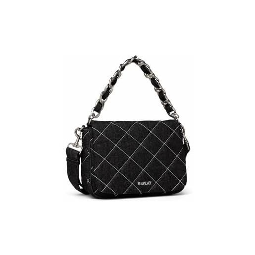 Replay borsa da donna in cotone, nero (denim black 492), taglia unica