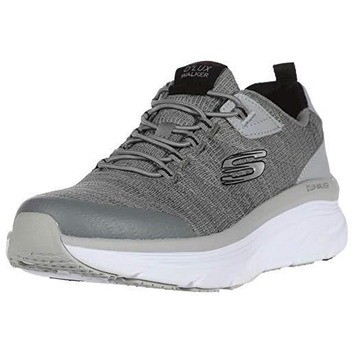 Skechers 232045 gybk, scarpe da ginnastica uomo, gray knit/synthetic/black trim, 45 eu