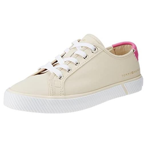 Tommy Hilfiger sneakers vulcanizzate donna essential scarpe, bianco (white), 36 eu