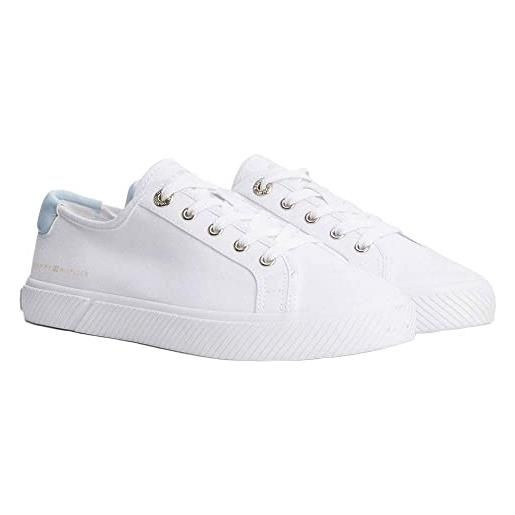 Tommy Hilfiger sneakers vulcanizzate donna essential scarpe, bianco (white), 36 eu