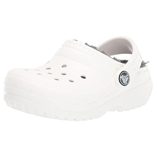 Crocs bambini classic lined clog k bianco/grigio croslite zoccoli scarpe, bianco, 36/37 eu