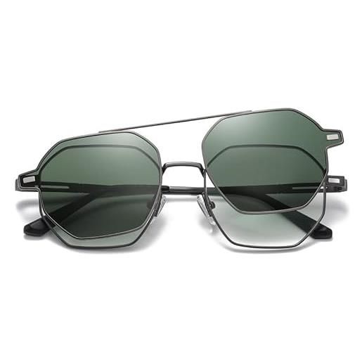 Cyxus occhiali da sole clip on polarizzati magnetici montatura metallo leggera protezione uv per guidare escursionismo golf e pesca (03verde)