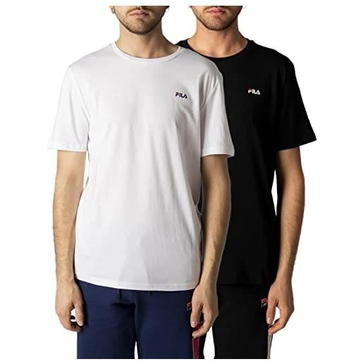 Fila brod double pack t-shirt, bright white black beauty, xxxxl uomo