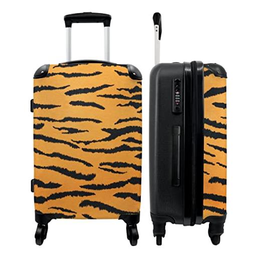 NoBoringSuitcases.com® valigia grande - stampa tigre - animali - arancione - nero - tigre - lucchetto a combinazione tsa - trolley rigido 4 ruote - 90 litri - valigia da viaggio - 66 cm