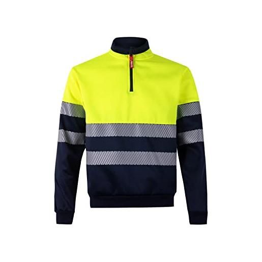 Velilla group europe s. L. Felpa bicolore con mezza cerniera e nastro segmentato, colore blu navy e giallo fluoro, taglia m unisex-adulto