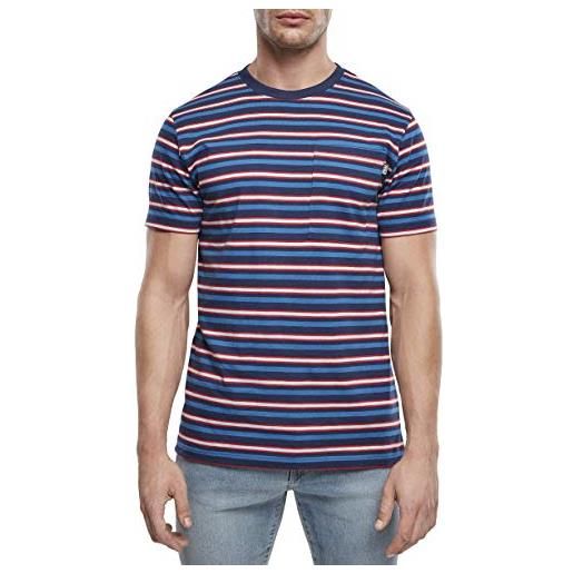 Urban Classics fast stripe pocket tee t-shirt, blu scuro/cityred, xxl uomo