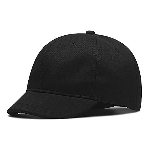 ZEYRU berretto da baseball da uomo a tesa corta, cappello da sole con visiera corta, cappello da papà hip-hop morbido e confortevole nero