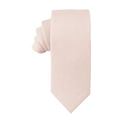 AUSCUFFLINKS uomo cravatte in lino con lacci in cotone beige fiammato | cravatte da matrimonio groomsmen | sposo (cravatta magra, fard beige)