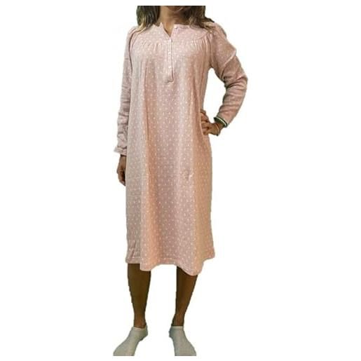 Linclalor camicia da notte in cotone felpato punto milano art. 77776-48, rosa
