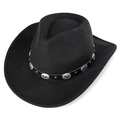 INOGIH cappello western cowboy con cintura per donne - cappello panama in feltro di lana