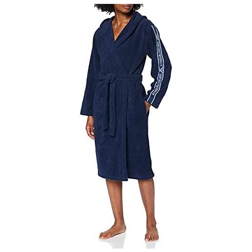 Emporio Armani swimwear bathrobe bold logo tape accappatoio grassetto, navy blue, m unisex-adulto