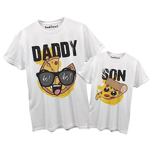 Thedifferent t-shirt maglietta coppia uomo bambino padre pizza figlio fetta di pizza festa papà compleanno idea regalo