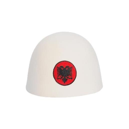 Generic plis/qeleshe con stemma dell'albania - tradizionale copricapo albanese - plis albanese, qeleshe albanese, cappello albanese, cappello bianco - fatto a mano a prishtina, bianco, taglia unica