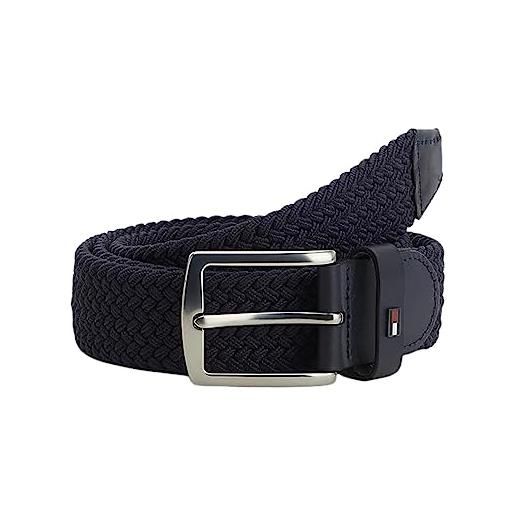 Tommy Hilfiger cintura uomo denton 3.5 elastic cintura in tessuto, blu (space blue), 110