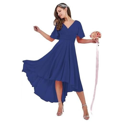 UMLXYER abito da damigella d'onore per le donne chiffon scollo a v alto basso lungo prom dress abito da sera formale royal blue 6xl
