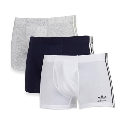 Adidas - set di 3 boxer da uomo in cotone flex a 3 strisce, grigio, s