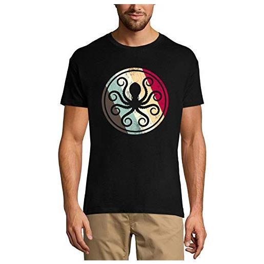 ULTRABASIC uomo maglietta logo polpo - retrò - octopus logo - retro - t-shirt stampa grafica divertente vintage idea regalo originale alla moda nero profondo xs