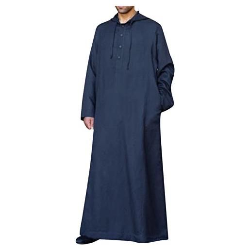 Générique uomo medio oriente abiti arabo saudita preghiera ethno musulmano abito semplice casual caftano moderno abbigliamento stile etnico marocchino abaya vestito, marino, xx-large
