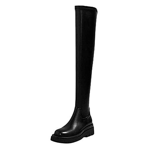 Kobilee stivali donna invernali caldo vintage larghi western boots curvy morbidi con tacco anfibi stivaletti camoscio pelle sexy stivali alti stivali cowboy elasticizzati sopra il ginocchio