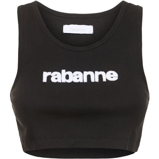 RABANNE crop top in jersey con logo