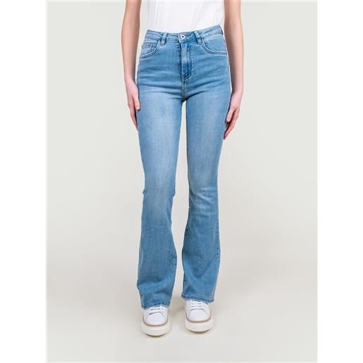 ANDREA MORANDO jeans a zampa elasticizzato in denim chiaro