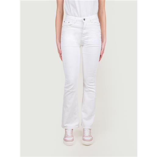 ANDREA MORANDO jeans a zampa elasticizzato in denim bianco
