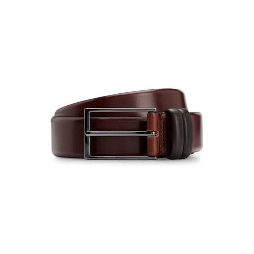 HUGO BOSS cintura uomo, carmello, vera pelle con fibbia in metallo - marrone medio: : 100 cm