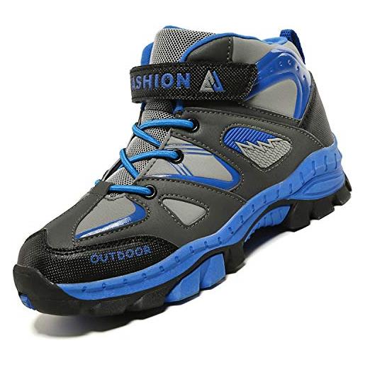 Unitysow bambini scarpe da trekking ragazzi scarpe da escursionismo sneakers all'aperto impermeabili stivali da escursionismo scarpe montagna scarpe da sportive, blu, 36 eu