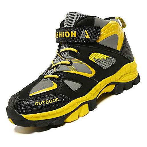 Unitysow bambini scarpe da trekking ragazzi scarpe da escursionismo sneakers all'aperto impermeabili stivali da escursionismo scarpe montagna scarpe da sportive, giallo, 39 eu