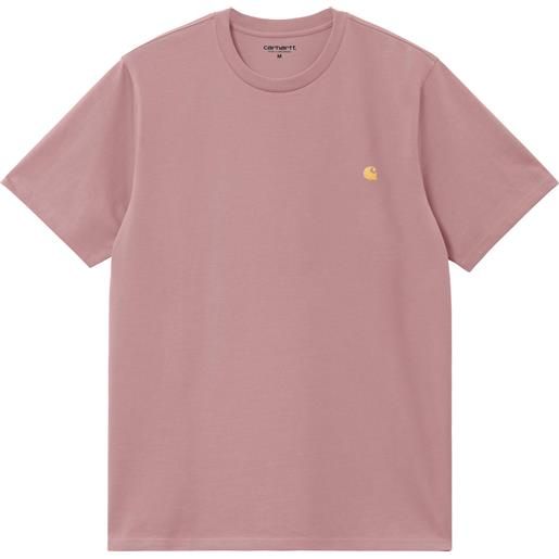 Carhartt - t-shirt in cotone - s/s chase t-shirt glassy pink / gold per uomo - taglia xs, s, m, l, xl - rosa