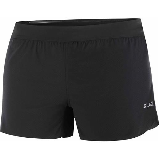 Salomon - shorts leggeri e traspiranti - s/lab speed 3" split short w deep black/fiery red per donne in pelle - taglia xs, s, m, l - nero