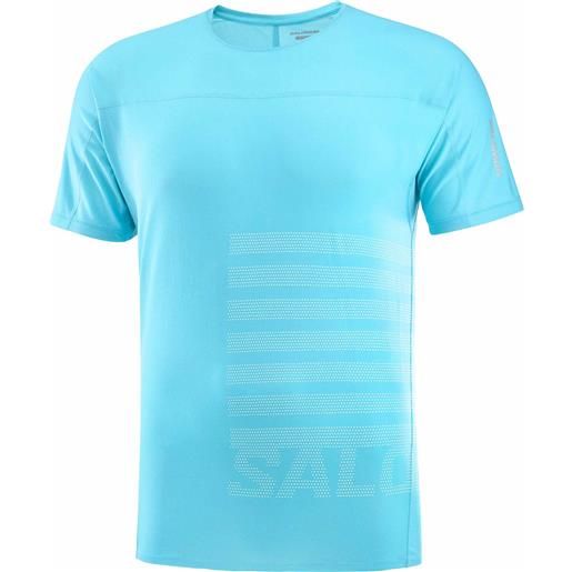 Salomon - maglietta a maniche corte ultraleggera - sense aero ss tee gfx m peacock blue/white per uomo - taglia s, m, l, xl