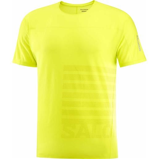 Salomon - maglietta a maniche corte ultraleggera - sense aero ss tee gfx m sulphur spring/citronelle per uomo - taglia s, m, l, xl - giallo