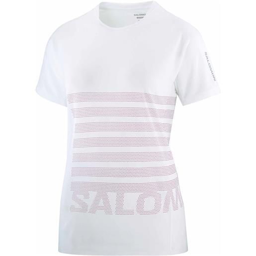Salomon - t-shirt ultraleggera a maniche corte - sense aero ss tee gfx w white/beetroot purple per donne - taglia xs, s, m, l - bianco