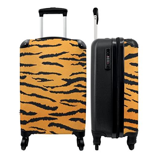 NoBoringSuitcases.com® valigia trolley bagaglio a mano piccola valigia da viaggio con 4 ruote - stampa tigre - animali - arancione - nero - tigre - valigia cabina - bagaglio da tavola