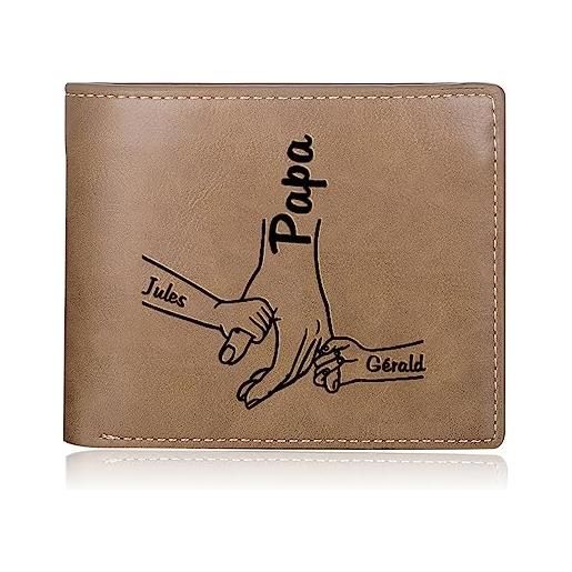 ALBERTBAND portafoglio da uomo personalizzato portafogli con nomi di immagini regali per papà, marito e fidanzato regali per la festa del papà portafoglio in pelle porta carte di credito