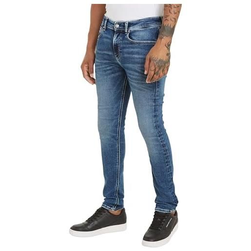 Calvin Klein Jeans jeans uomo skinny elasticizzati, blu (denim dark), 28w/30l
