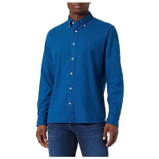 Tommy Hilfiger camicia uomo maniche lunghe, blu (carbon navy), xs