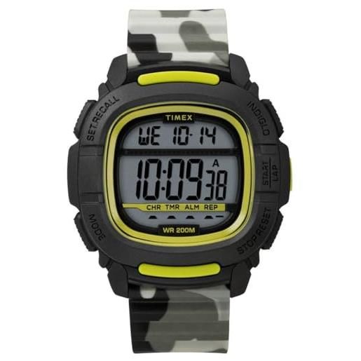 Timex men's bst. 47 47mm silicone strap digital watch tw5m26600za (one size, black/camo)