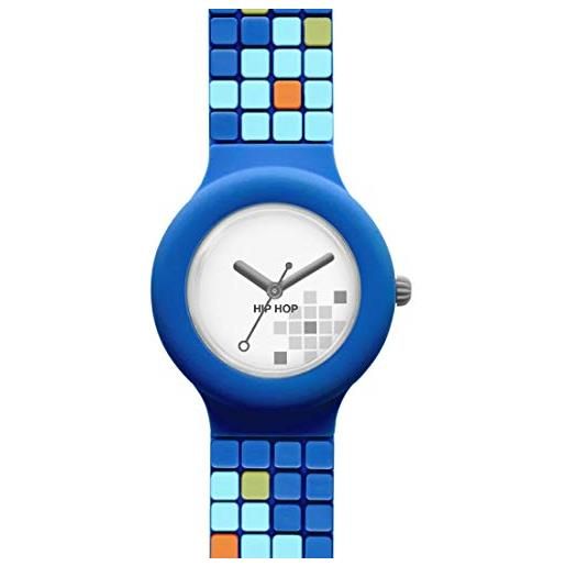 HIP HOP orologio donna mosaic quadrante bianco e cinturino in silicone blu, movimento solo tempo - 3h quarzo