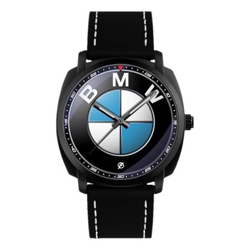 360 tech orologio da polso nero opaco con cinturino in pelle pu movimento giapponese ispirato alla bmw angel eyes m3 m4 sport m performance (logo colored)