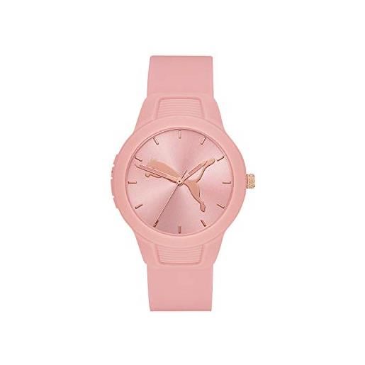 Puma orologio reset v2 da donna, movimento a tre lancette, cassa in policarbonato rosa di 36 mm con cinturino in poliuretano, p1023