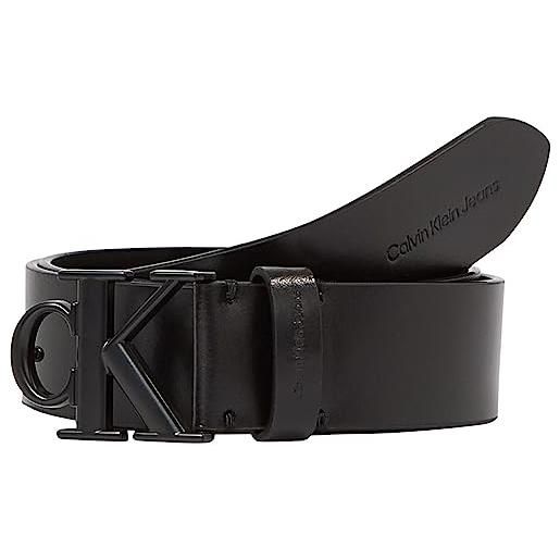 Calvin Klein Jeans cintura uomo round mono 3,5 cm cintura in pelle, nero (black), 125